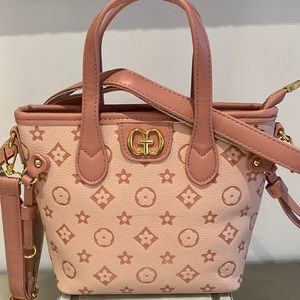 Cute Tote Bag Pink Mauve Vegan Leather 10”x7.5x3.5”